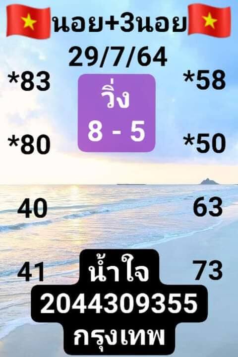 แนวทางหวยฮานอย 29/7/64 ชุดที่6