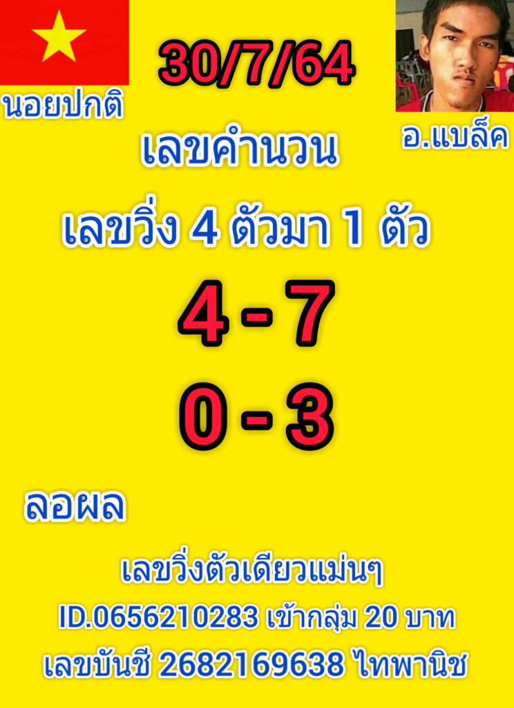 แนวทางหวยฮานอย 30/7/64 ชุดที่1