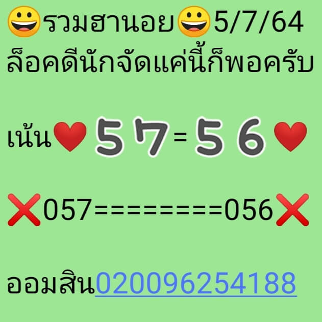 แนวทางหวยฮานอย 5/7/64 ชุดที่2