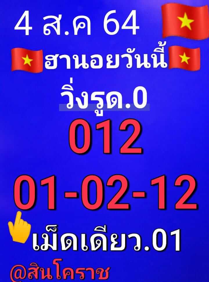 แนวทางหวยฮานอย 4/8/64