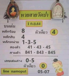 หวยสายวัดป่า 1/9/64