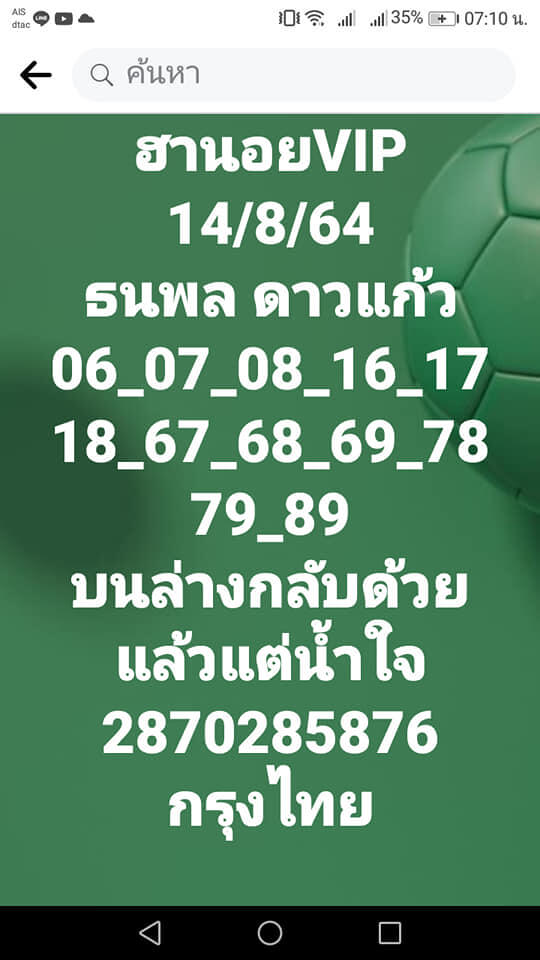 แนวทางหวยฮานอย 14/8/64 ชุดที่7