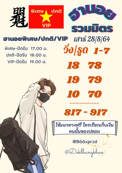 แนวทางหวยฮานอย 28/8/64 ชุดที่9