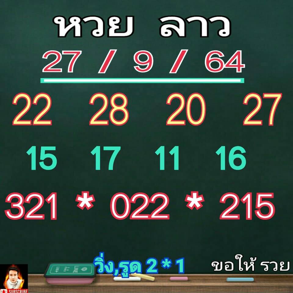 แนวทางหวยลาว27/9/64 ชุดที่ 1