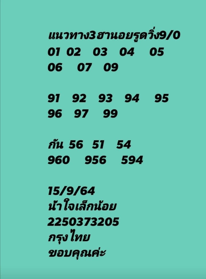 แนวทางหวยฮานอย15/9/64 ชุดที่ 7