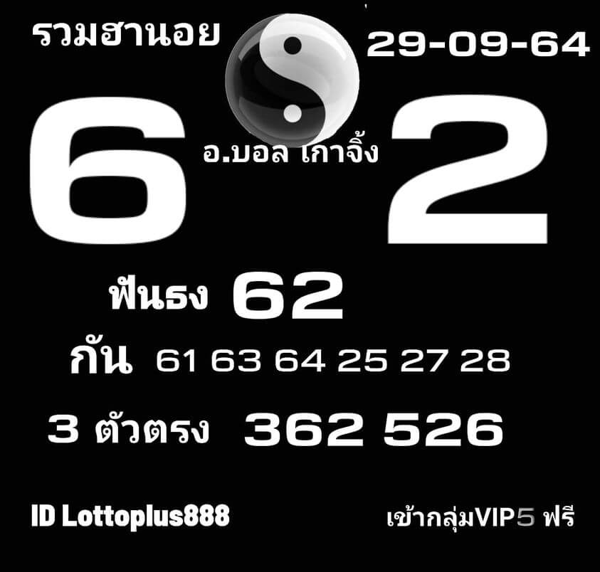 แนวทางหวยฮานอย29/9/64 ชุดที่ 6