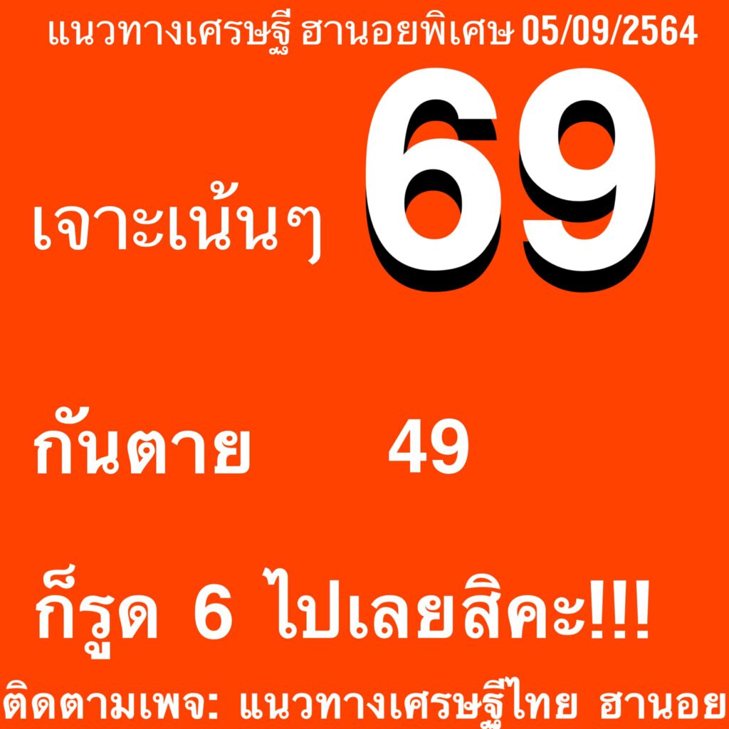 แนวทางหวยฮานอย5/9/64 ชุดที่ 2 