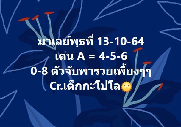 แนวทางหวยมาเลย์13/10/64ชุดที่6