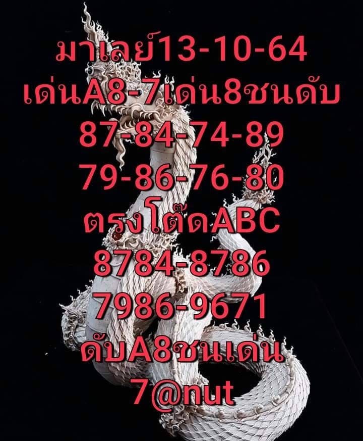 แนวทางหวยมาเลย์13/10/64ชุดที่7