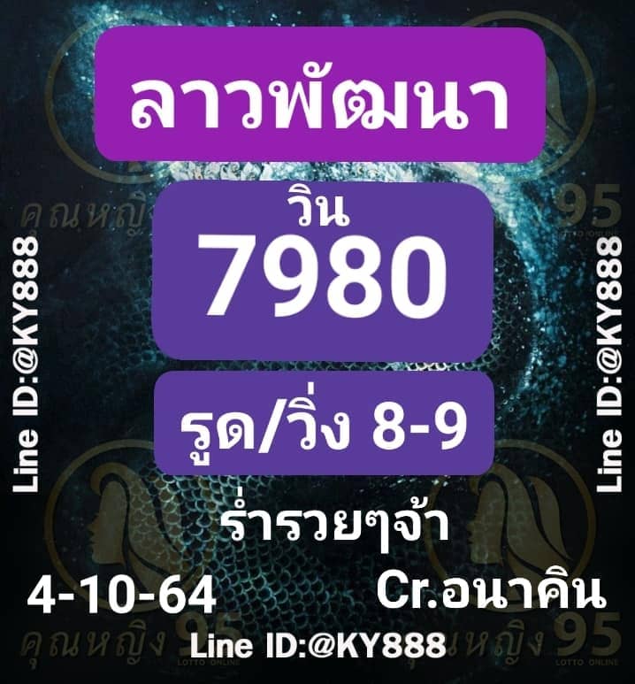 แนวทางหวยลาว4/10/64ชุดที่6