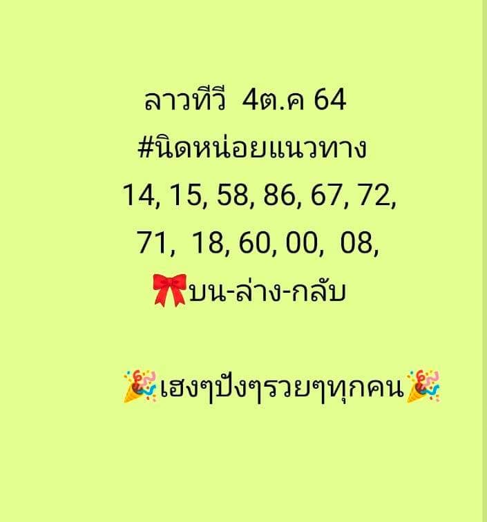 แนวทางหวยลาว4/10/64ชุดที่9