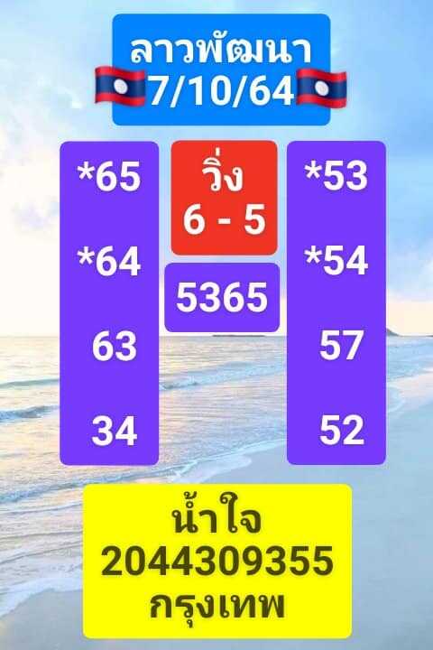 แนวทางหวยลาว7/10/64ชุดที่7