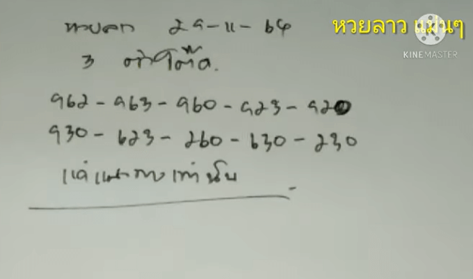 แนวทางหวยลาว 29/11/64 ชุดที่ 20