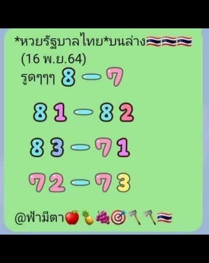 หวยฟ้ามีตา 16/11/64