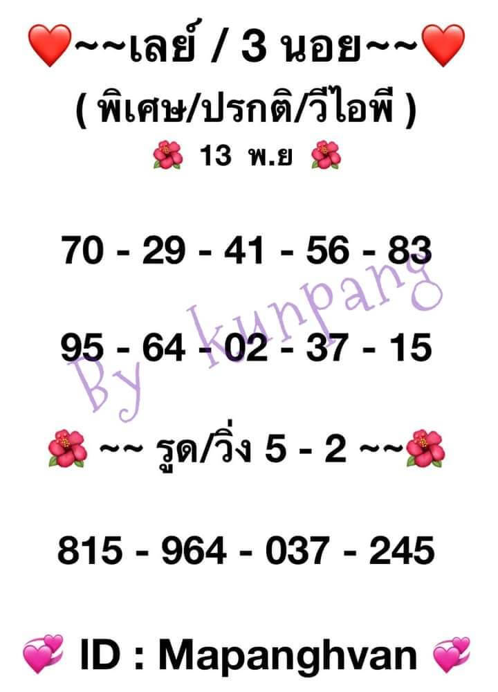 แนวทางหวยมาเลย์ 13/11/64 ชุดที่ 6