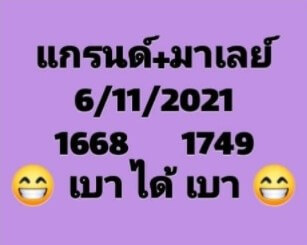 แนวทางหวยมาเลย์ 6/11/64 ชุดที่ 3