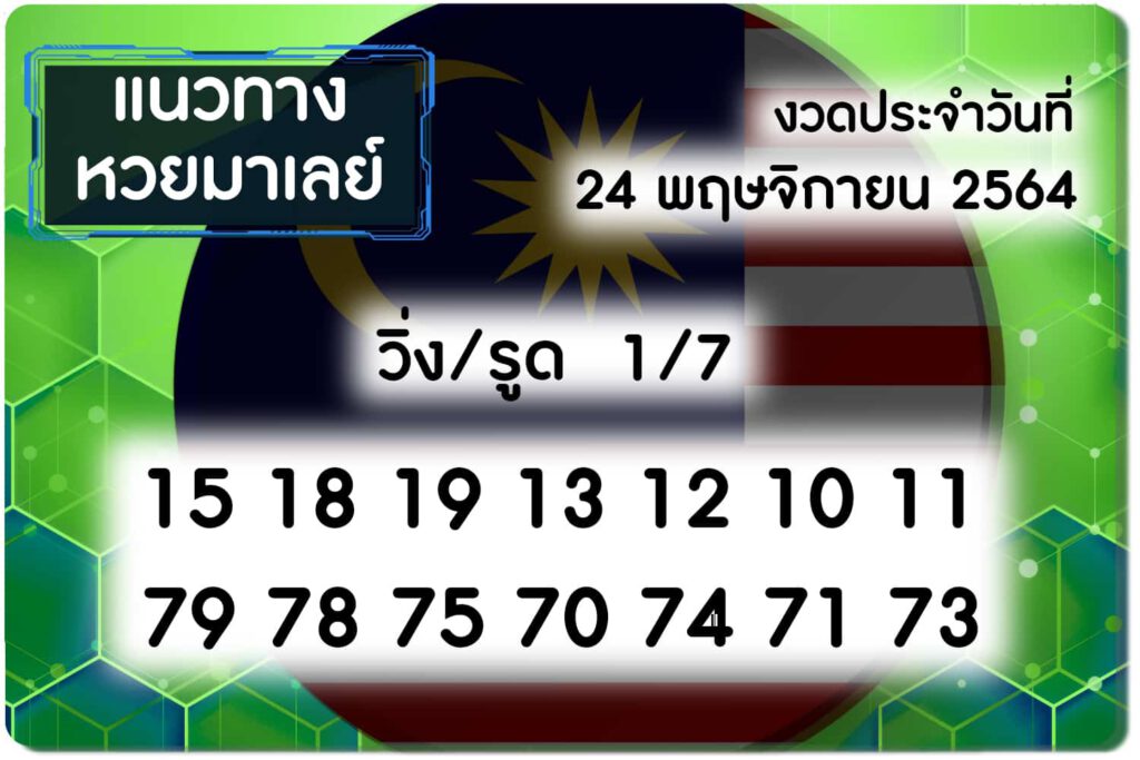 แนวทางหวยมาเลย์ 24/11/64 ชุดที่ 3