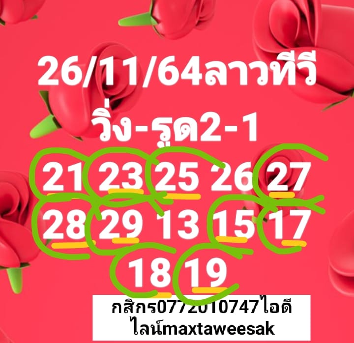 แนวทางหวยลาว 26/11/64 ชุดที่ 19