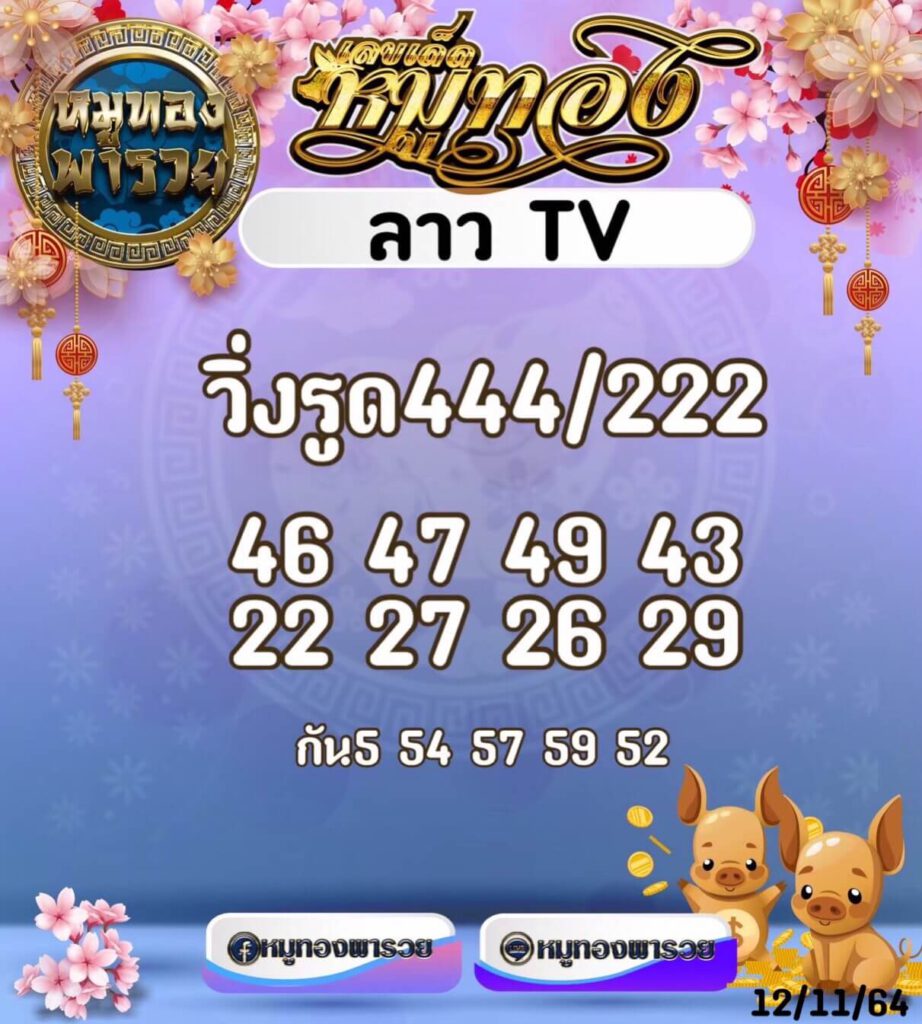 แนวทางหวยลาววันที่ 12/11/64 ชุดที่ 19