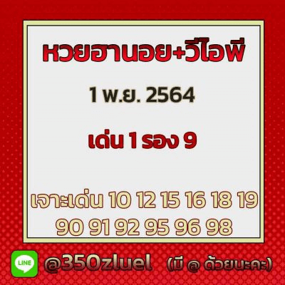 แนวทางหวยฮานอย 1/11/64 ชุดที่7