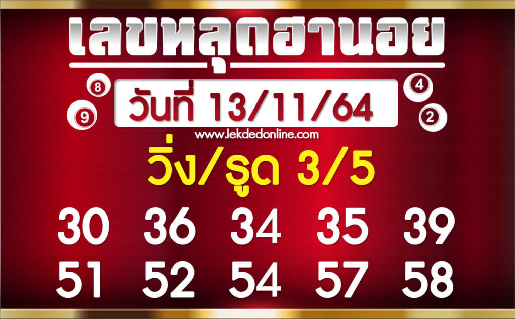 แนวทางหวยฮานอย 13/11/64 ชุดที่ 19