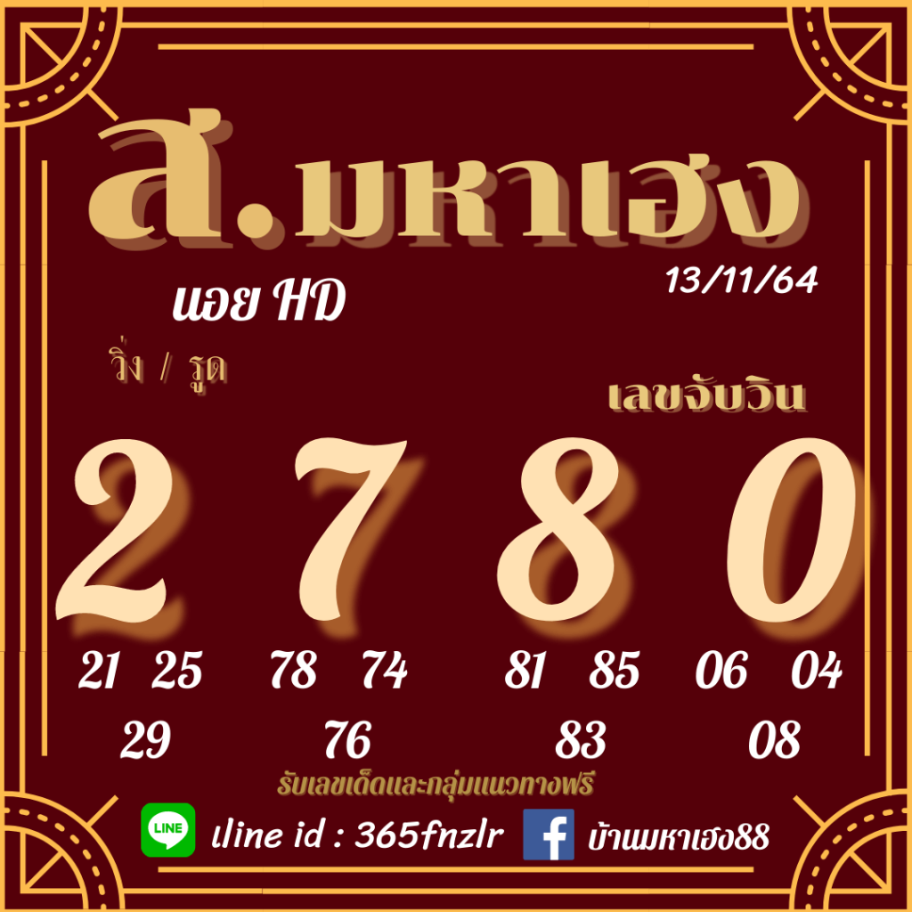 แนวทางหวยฮานอย 13/11/64 ชุดที่ 3