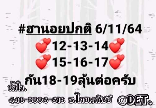 แนวทางหวยฮานอย 6/11/64 ชุดที่ 17