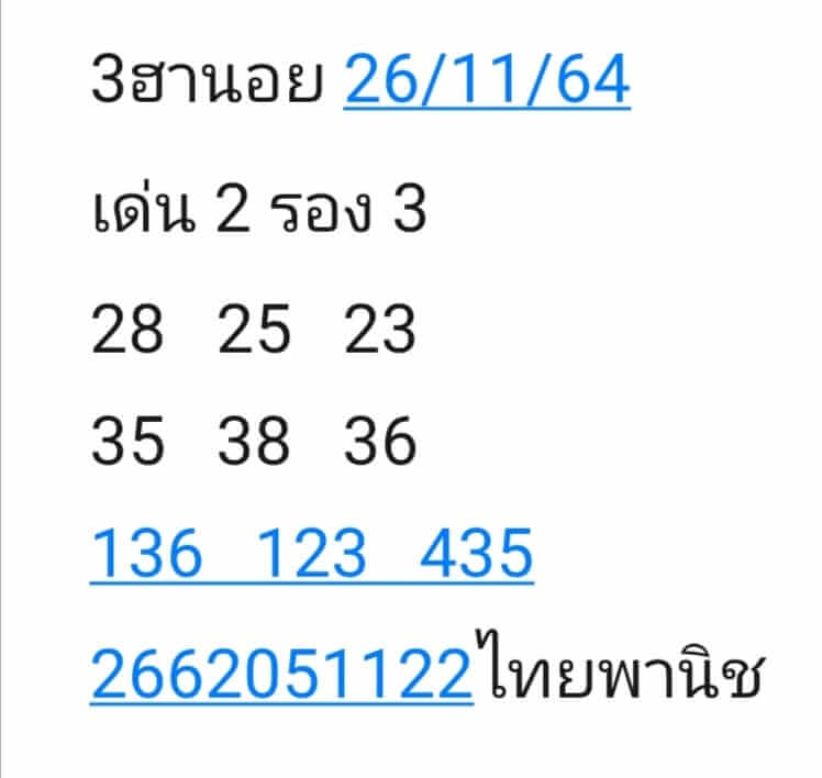 แนวทางหวยฮานอย 26/11/64 ชุดที่ 10