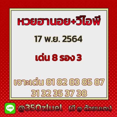 แนวทางหวยฮานอย 17/11/64 ชุดที่ 20