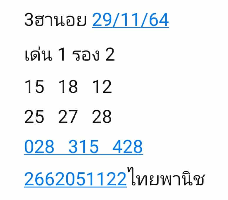 แนวทางหวยฮานอย 29/11/64 ชุดที่ 3