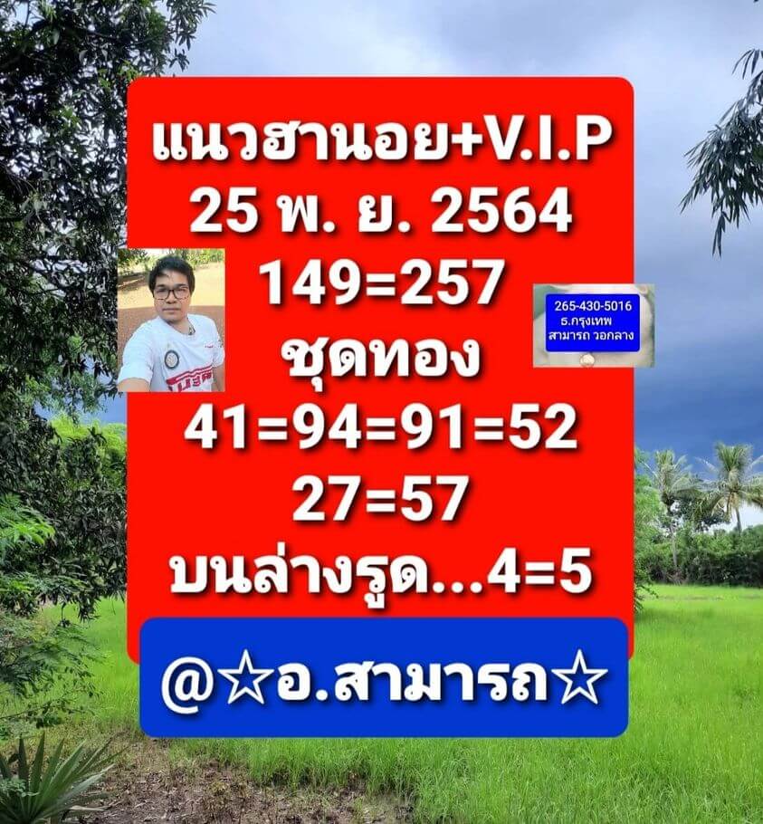 แนวทางหวยฮานอย 25/11/64 ชุดที่ 4