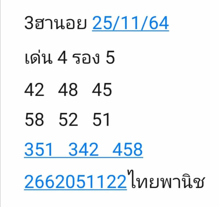 แนวทางหวยฮานอย 25/11/64 ชุดที่ 6