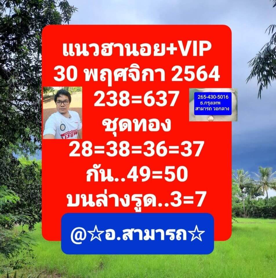 แนวทางหวยฮานอย 30/11/64 ชุดที่ 9