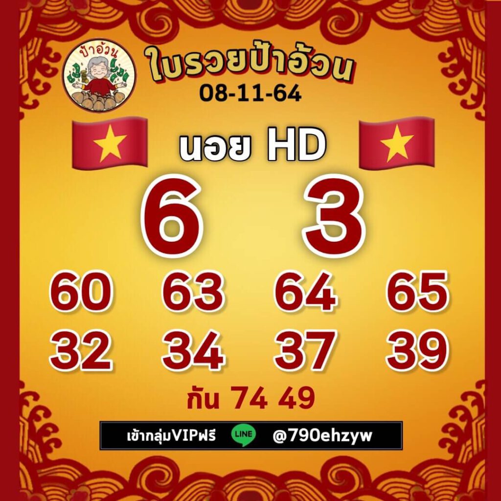 แนวทางหวยฮานอยวันที่ 8/11/64 ชุดที่ 13