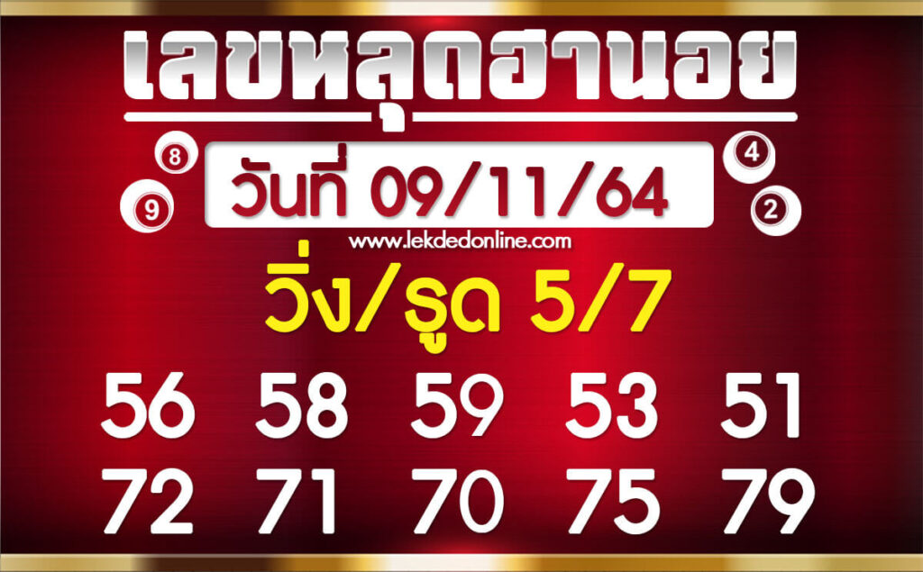 แนวทางหวยฮานอยวันที่ 9/11/64 ชุดที่ 9