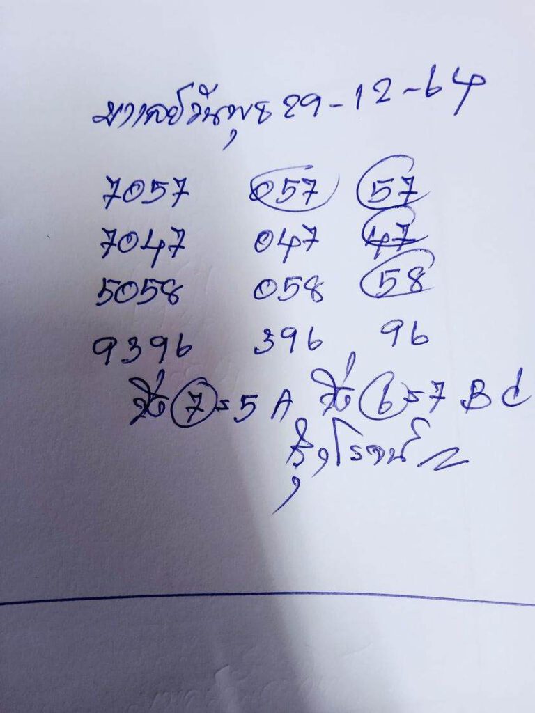 แนวทางหวยมาเลย์ 29/12/64 ชุดที่ 12