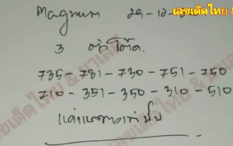 แนวทางหวยมาเลย์ 29/12/64 ชุดที่ 3