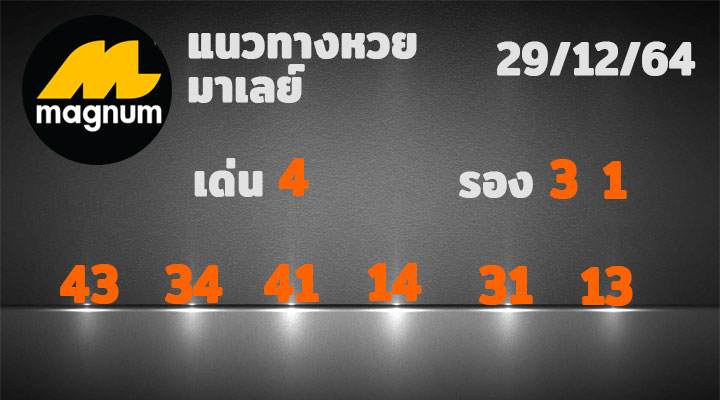 แนวทางหวยมาเลย์ 29/12/64 ชุดที่ 6