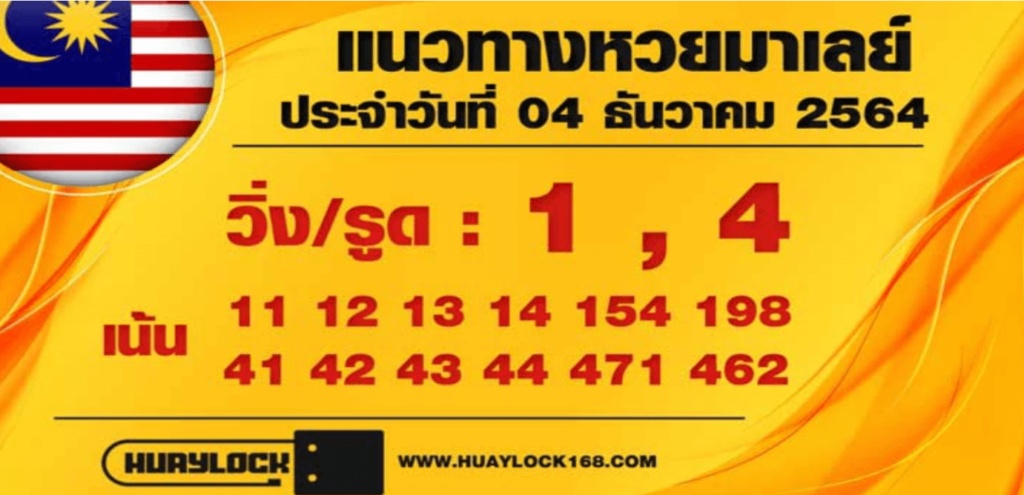 แนวทางหวยมาเลย์ 4/12/64 ชุดที่ 10