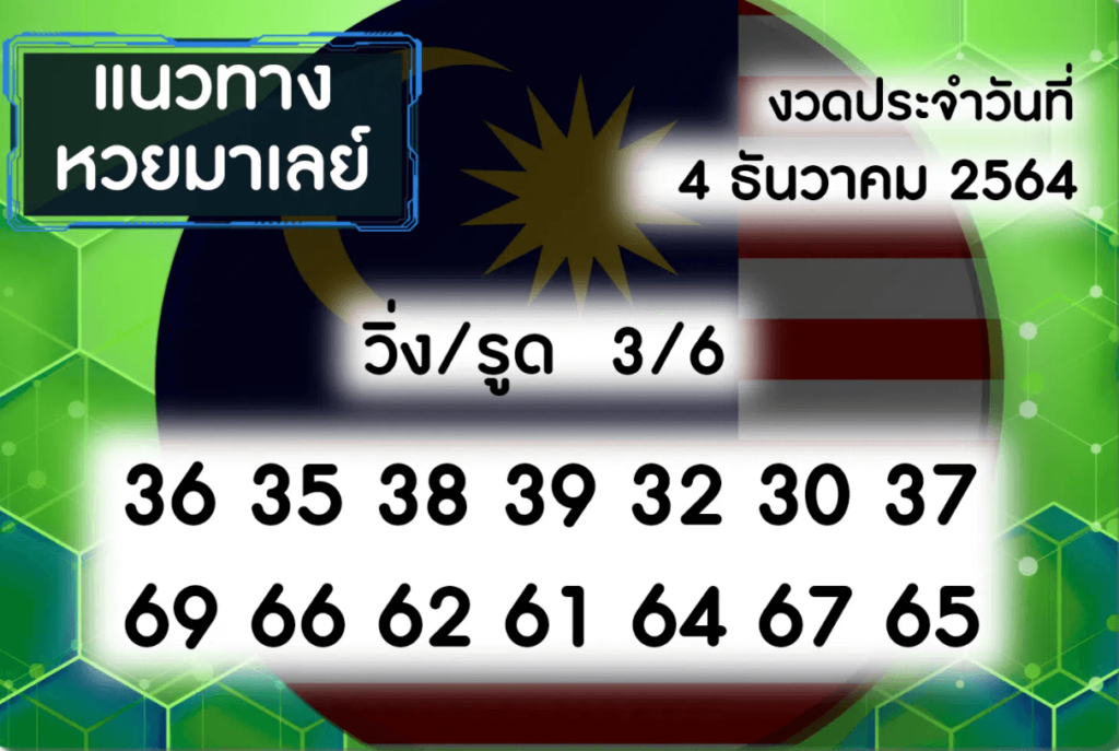 แนวทางหวยมาเลย์ 4/12/64 ชุดที่ 14