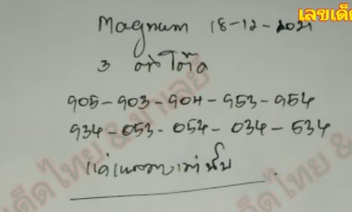  แนวทางหวยมาเลย์ 18/12/64 ชุดที่ 4