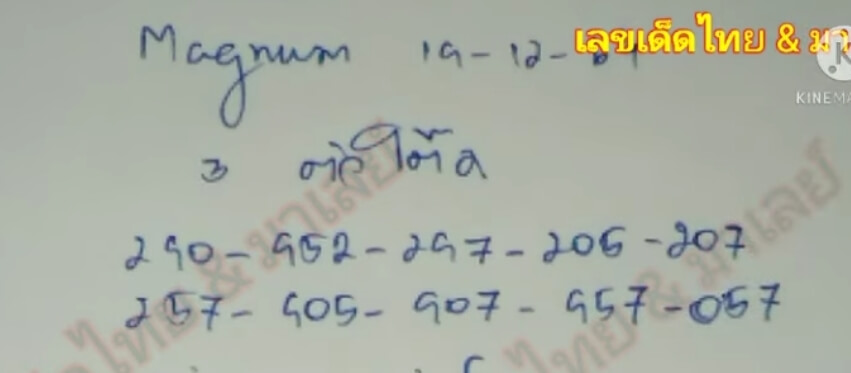 แนวทางหวยมาเลย์ 19/12/64 ชุดที่ 13