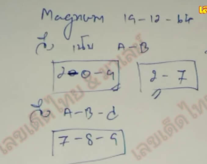 แนวทางหวยมาเลย์ 19/12/64 ชุดที่ 14