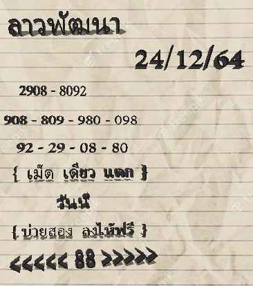 แนวทางหวยลาว 24/12/64 ชุดที่ 4