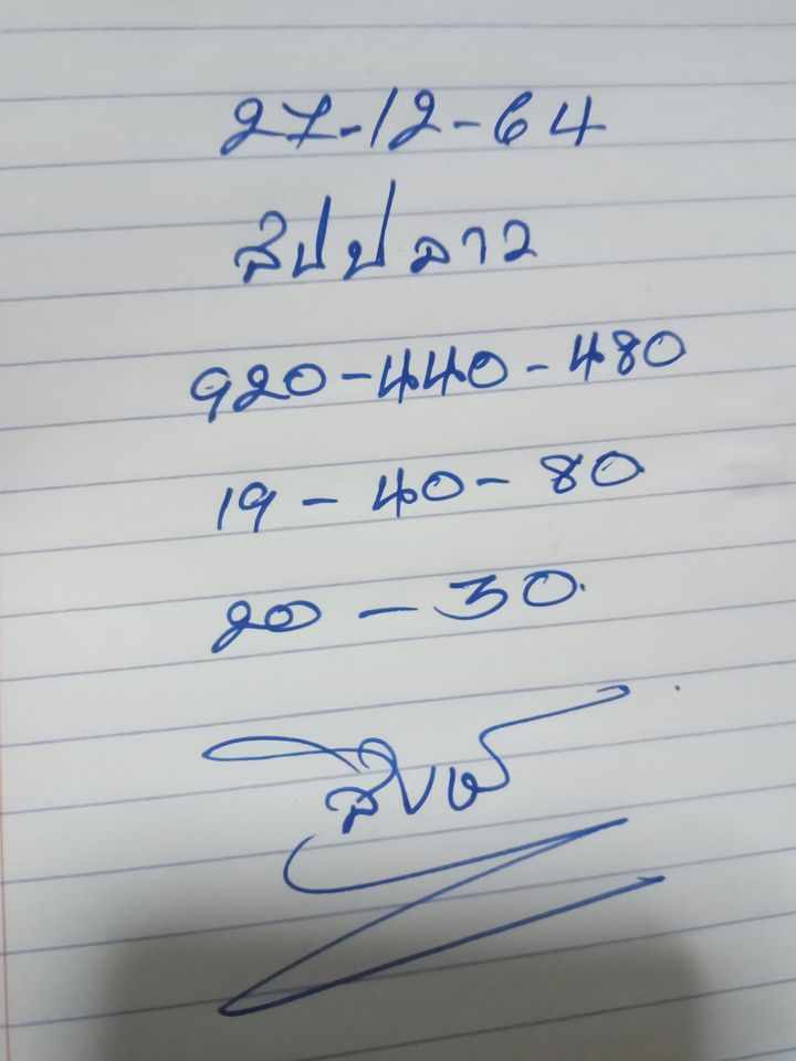 แนวทางหวยลาว 27/12/64 ชุดที่ 12