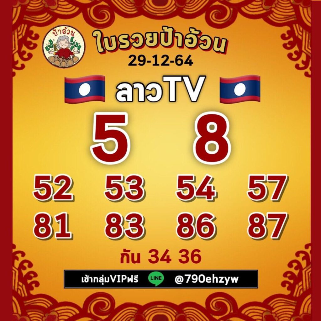 แนวทางหวยลาว 29/12/64 ชุดที่ 16