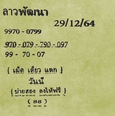 แนวทางหวยลาว 29/12/64 ชุดที่ 6