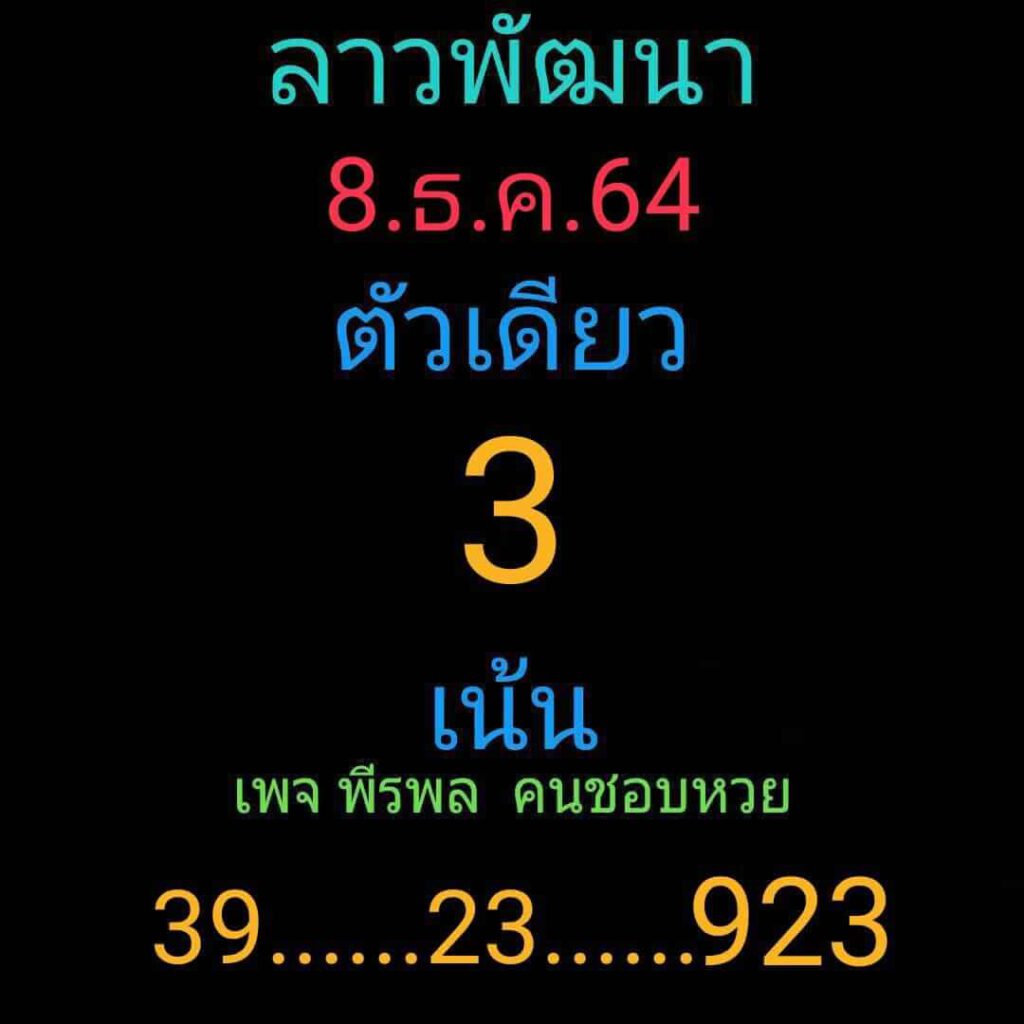 แนวทางหวยลาว 8/12/64 ชุดที่ 13