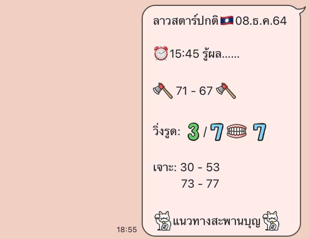 แนวทางหวยลาว 8/12/64 ชุดที่ 17