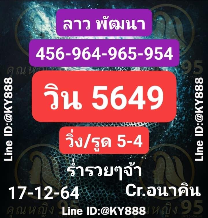 แนวทางหวยลาว 17/12/64 ชุดที่ 19